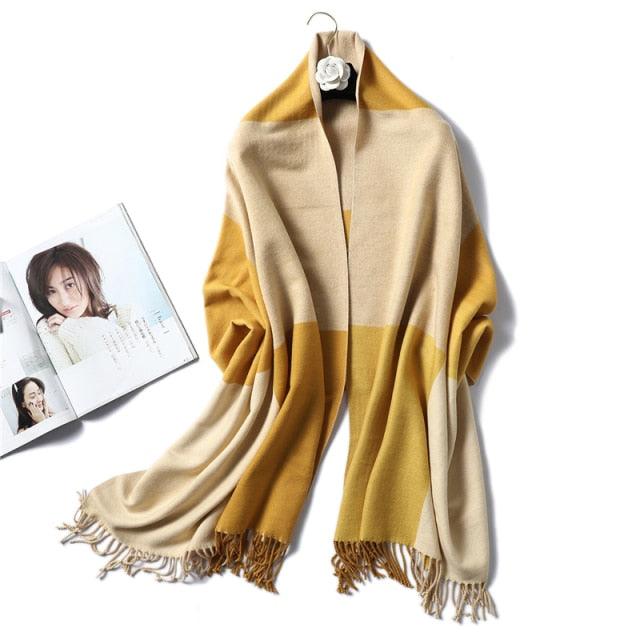 Women's Soft Cashmere Winter Warm Tassel Scarf Wrap