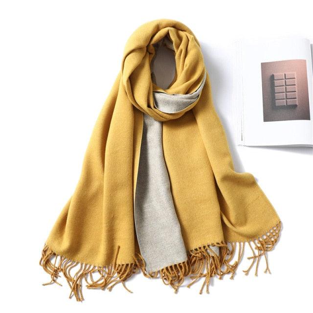 Women's Soft Cashmere Winter Warm Tassel Scarf Wrap