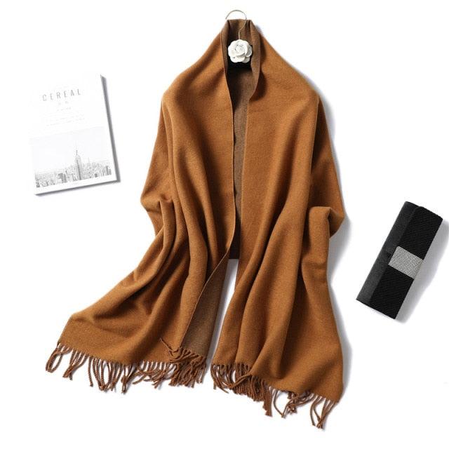 Women's Soft Cashmere Winter Warm Tassel Scarf Wrap