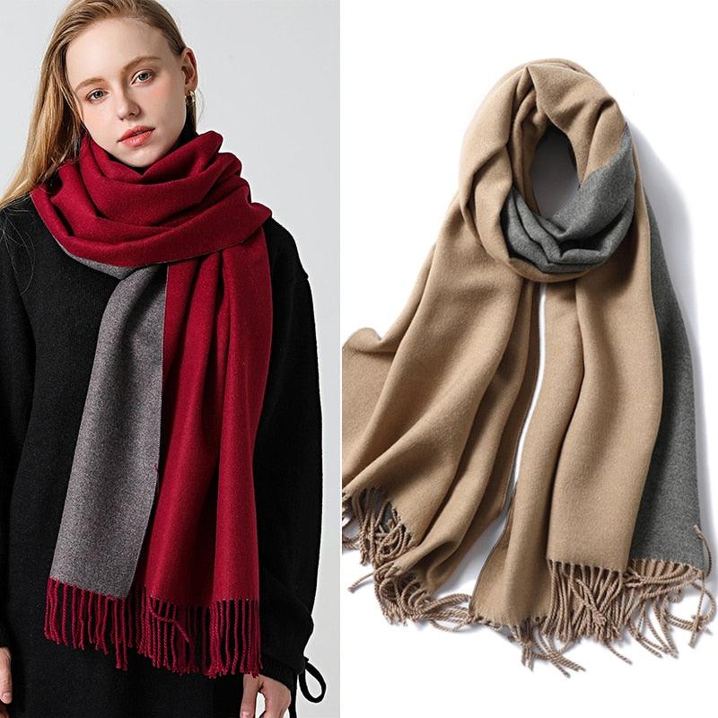 Women's Soft Cashmere Winter Warm Tassel Scarf Wrap
