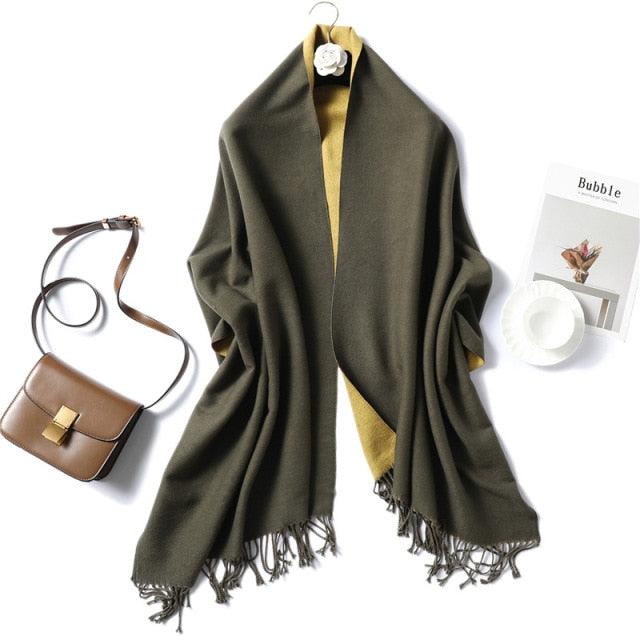 Women's Soft Cashmere Winter Warm Tassel Scarf Wrap