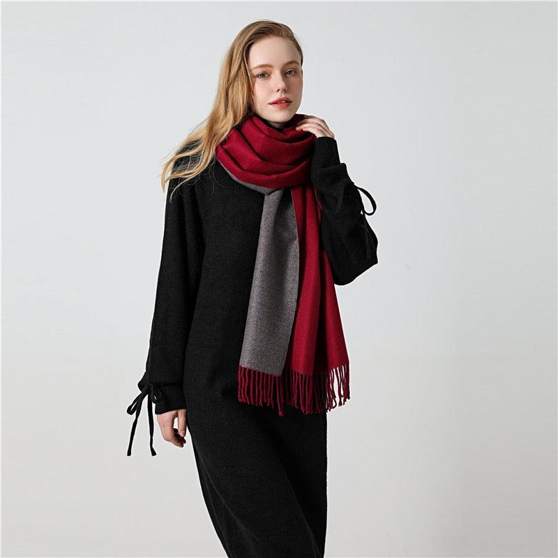 Women's Soft Cashmere Winter Warm Tassel Scarf Wrap