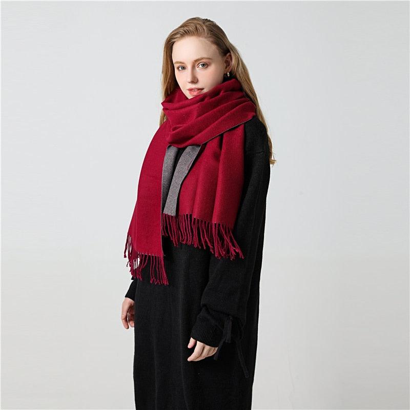 Women's Soft Cashmere Winter Warm Tassel Scarf Wrap