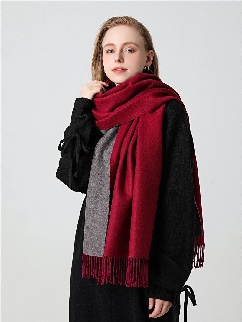 Women's Soft Cashmere Winter Warm Tassel Scarf Wrap