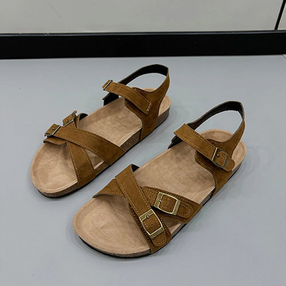Women's Open Toe Flat Buckle Casual Comfort Sandals