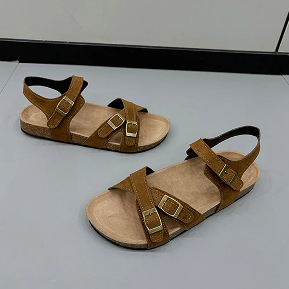 Women's Open Toe Flat Buckle Casual Comfort Sandals