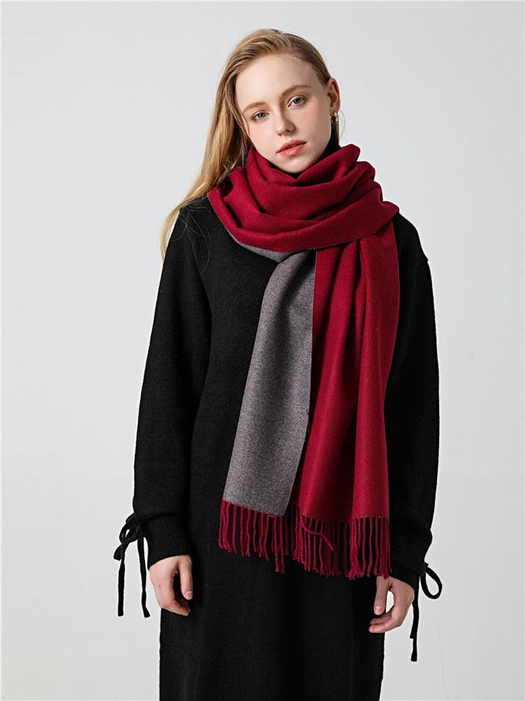 Women's Soft Cashmere Winter Warm Tassel Scarf Wrap