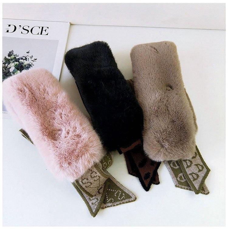 Women's Faux Fur Crochet Knitted Neck Warmer Scarf Collar