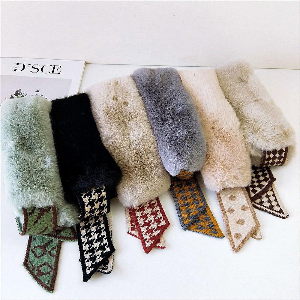 Women's Faux Fur Crochet Knitted Neck Warmer Scarf Collar