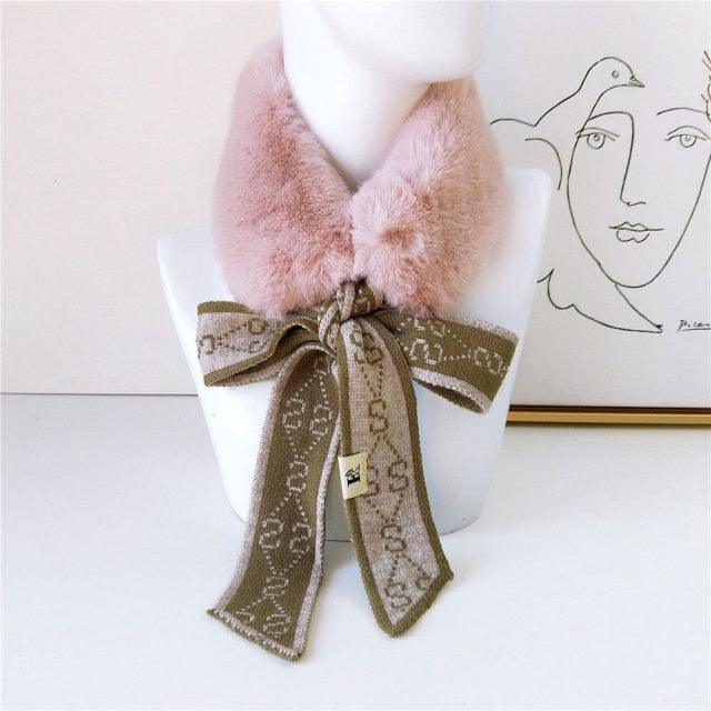 Women's Faux Fur Crochet Knitted Neck Warmer Scarf Collar