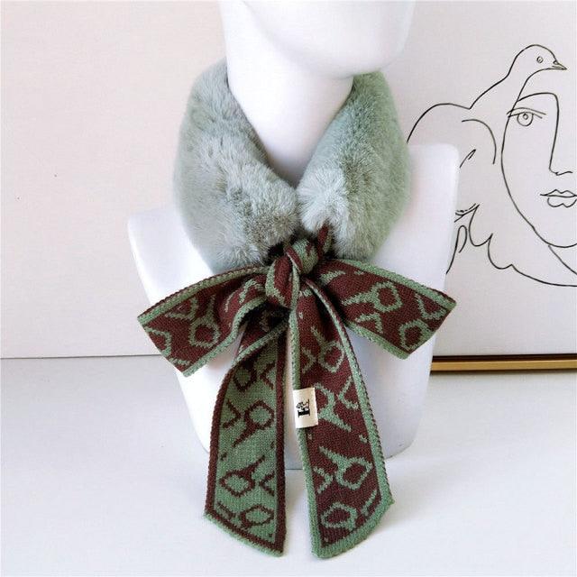 Women's Faux Fur Crochet Knitted Neck Warmer Scarf Collar