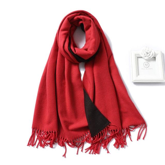 Women's Soft Cashmere Winter Warm Tassel Scarf Wrap