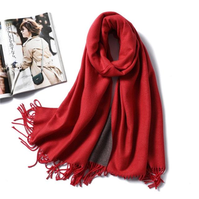 Women's Soft Cashmere Winter Warm Tassel Scarf Wrap