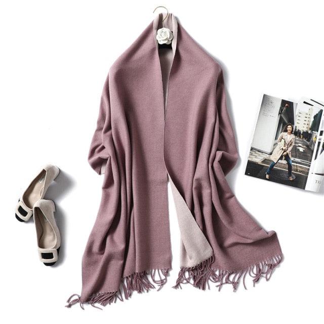 Women's Soft Cashmere Winter Warm Tassel Scarf Wrap