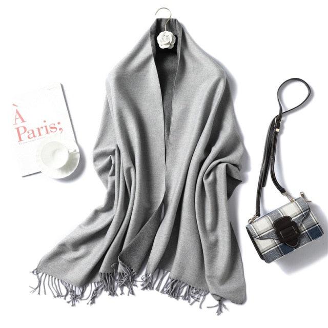 Women's Soft Cashmere Winter Warm Tassel Scarf Wrap