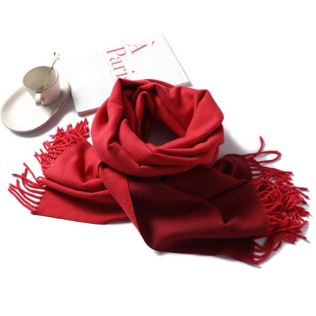 Women's Soft Cashmere Winter Warm Tassel Scarf Wrap