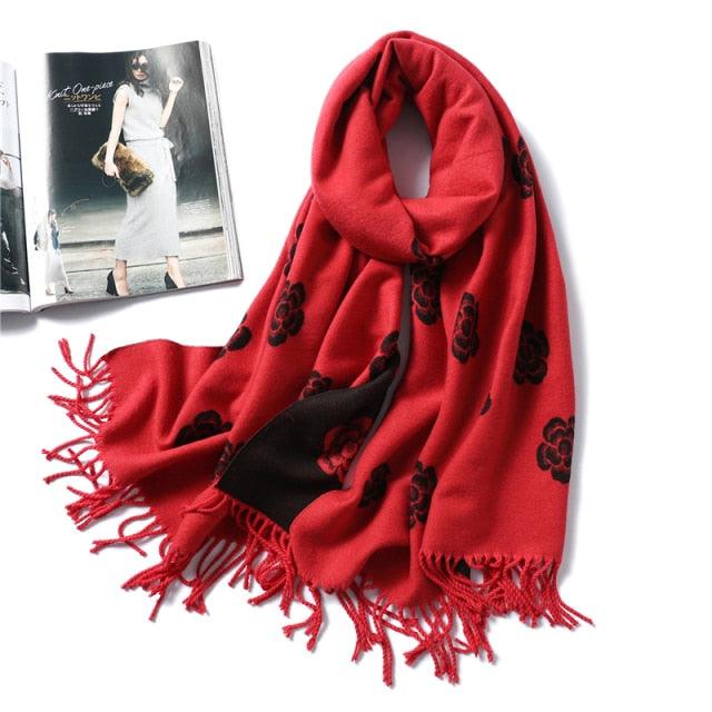 Women's Soft Cashmere Winter Warm Tassel Scarf Wrap