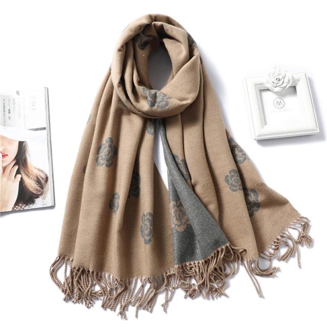 Women's Soft Cashmere Winter Warm Tassel Scarf Wrap