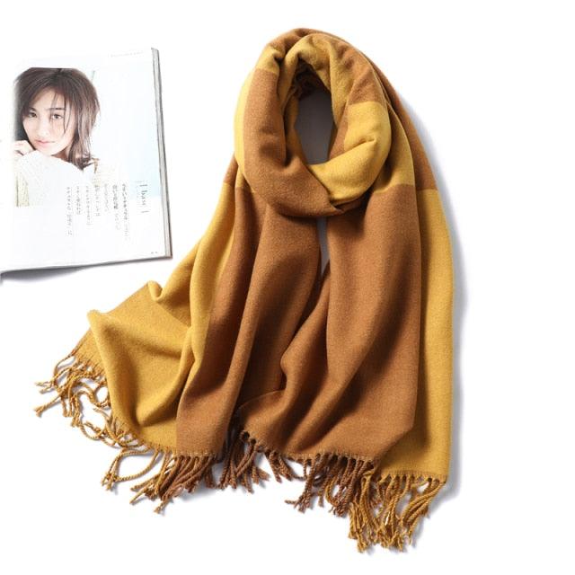 Women's Soft Cashmere Winter Warm Tassel Scarf Wrap