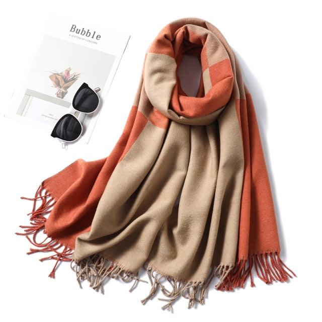 Women's Soft Cashmere Winter Warm Tassel Scarf Wrap