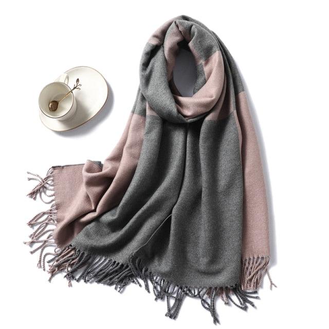 Women's Soft Cashmere Winter Warm Tassel Scarf Wrap