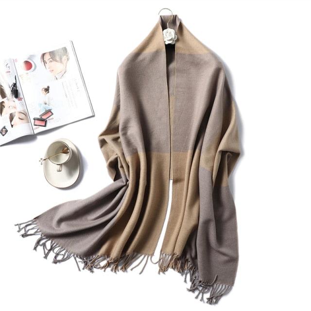 Women's Soft Cashmere Winter Warm Tassel Scarf Wrap