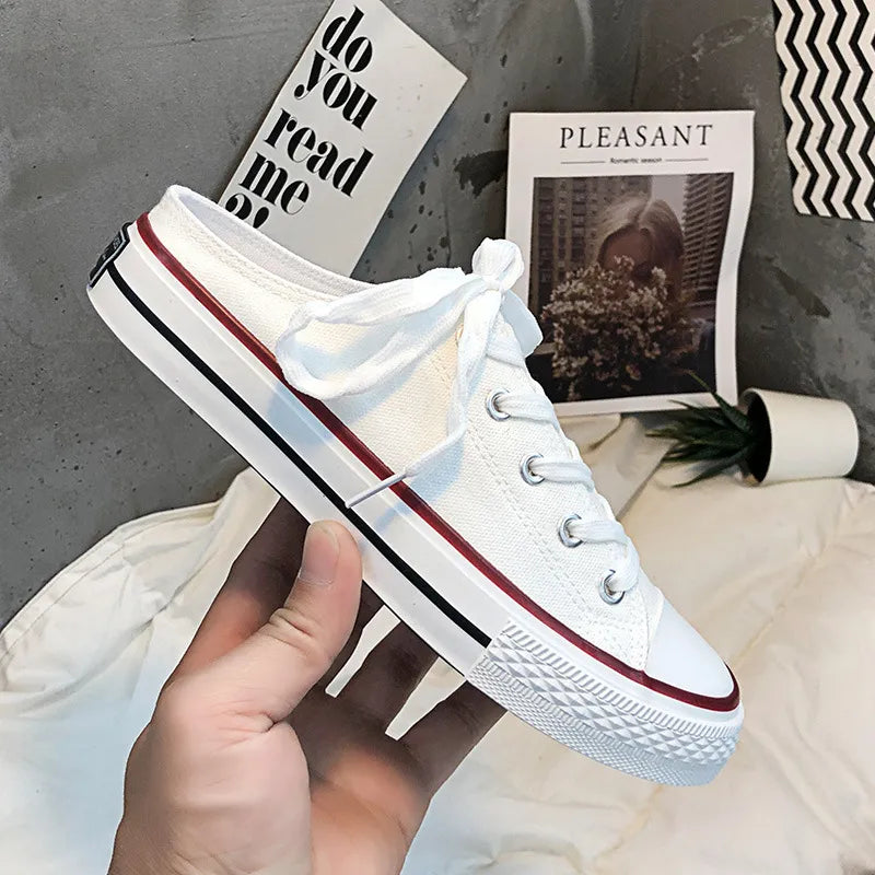 Round Toe Lace-Up Canvas Sneakers for Everyday Comfort