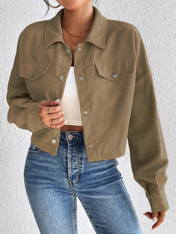 Snap Down Long Sleeve Jacket for Everyday Casual Wear