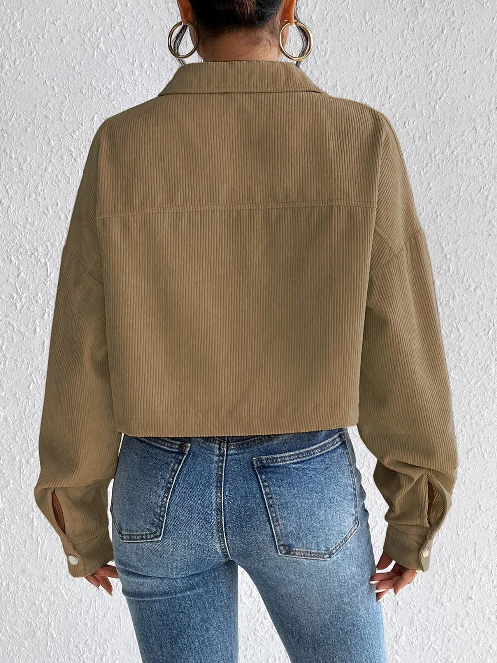 Snap Down Long Sleeve Jacket for Everyday Casual Wear