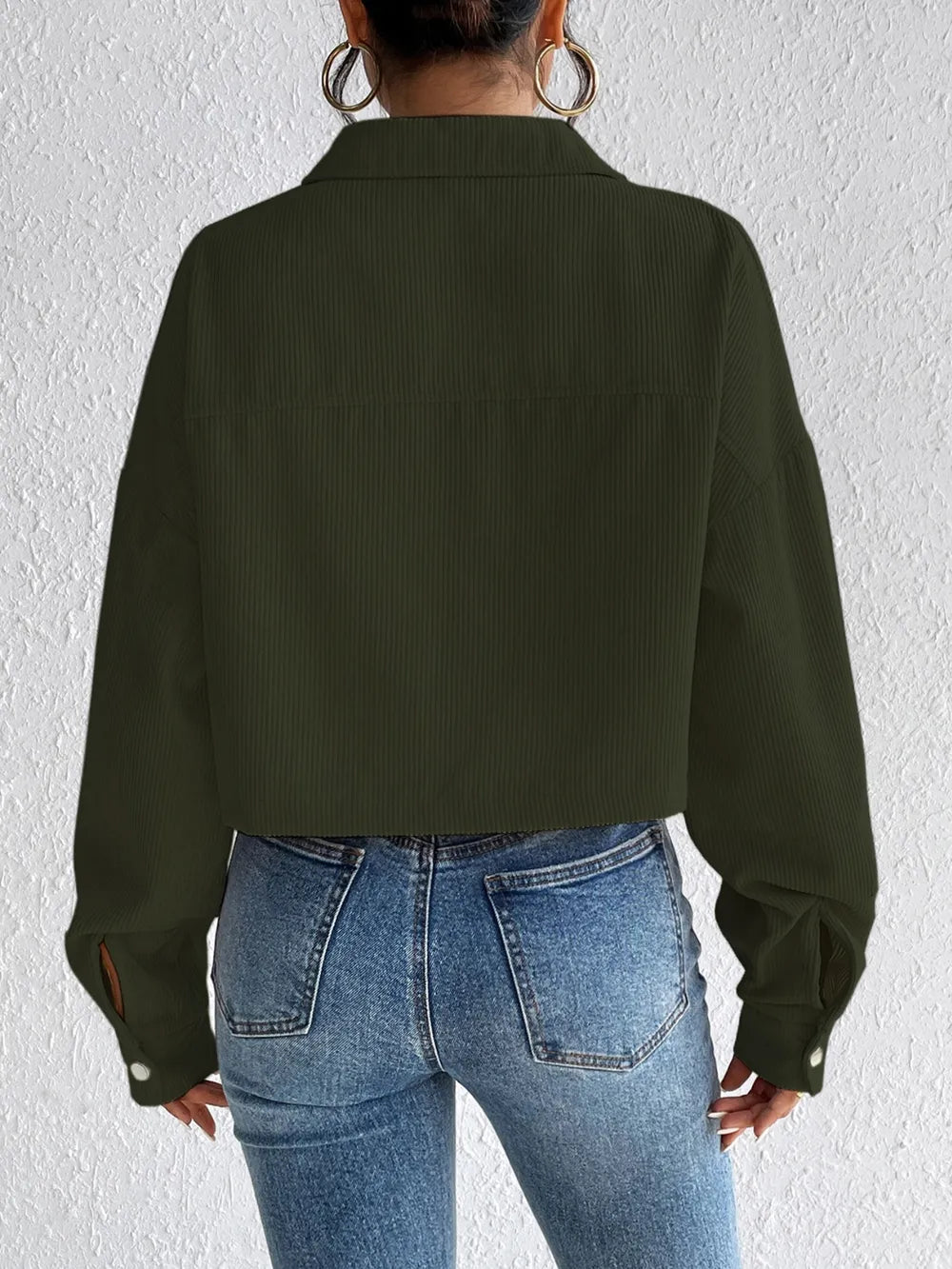Snap Down Long Sleeve Jacket for Everyday Casual Wear