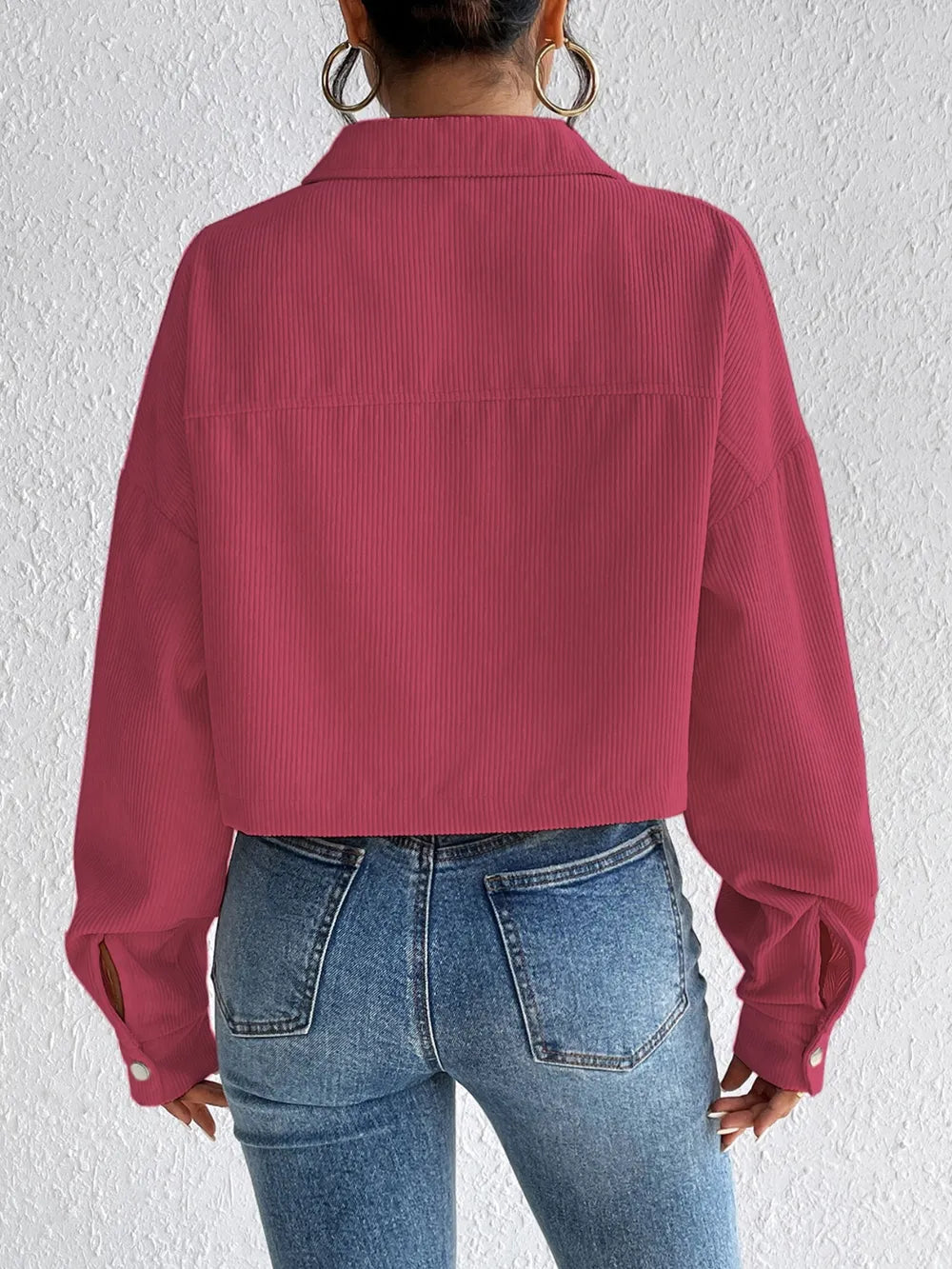 Snap Down Long Sleeve Jacket for Everyday Casual Wear