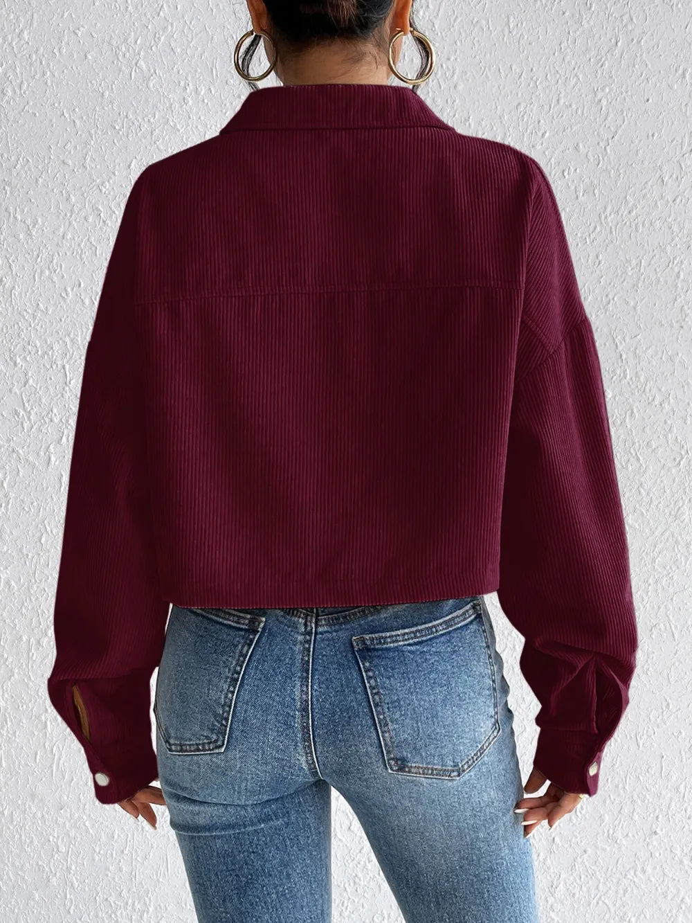 Snap Down Long Sleeve Jacket for Everyday Casual Wear