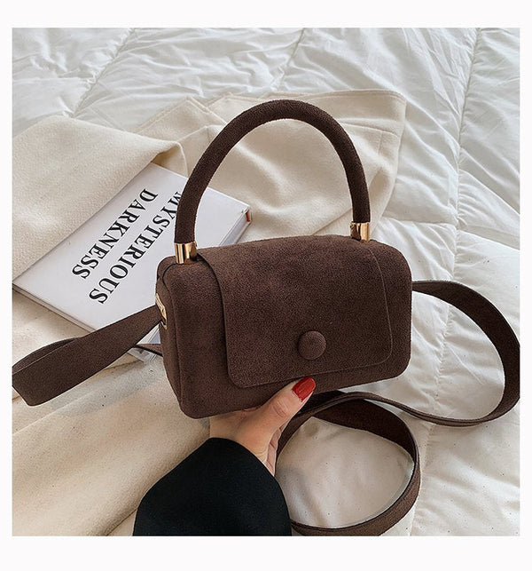 Women's Vintage PU Leather Suede Crossbody Shoulder Handbag Designer