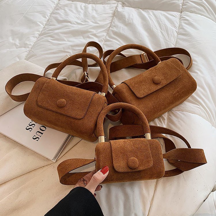 Women's Vintage PU Leather Suede Crossbody Shoulder Handbag Designer